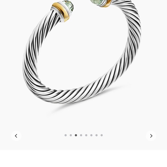 Classic Cable Bracelet Sterling Silver with 14K Yellow Gold & Prasiolite 7mm - Picture 4 of 5